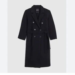 NWT Madewell Double-Faced Brushed Long Coat Black Sz Small